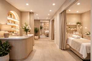 Interior moderno de centro de estética recién abierto – presupuesto para abrir un centro de estética.