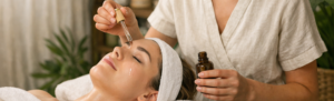 Aplicación profesional de vitamina A en tratamiento facial para mejorar la textura y el aspecto de la piel