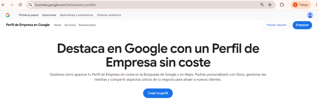 perfil-empresa-google-centro-estetica Ejemplo de un Perfil de Empresa de Google de un centro de estética con información del negocio, horario y contacto.
