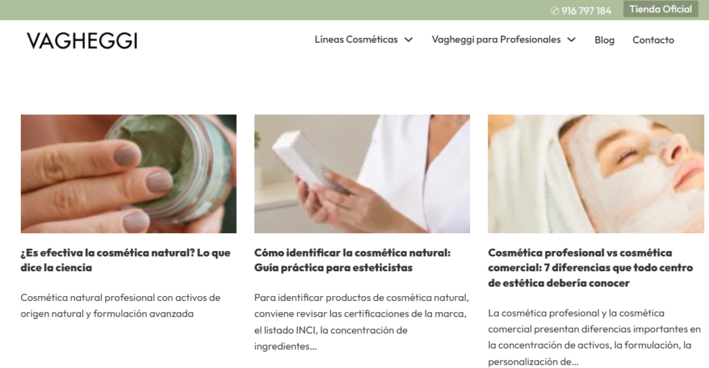 articulos-blog-seo-centro-estetica Ejemplo de artículos de blog sobre tratamientos estéticos, cuidado de la piel y consejos de belleza para atraer visitas desde Google.